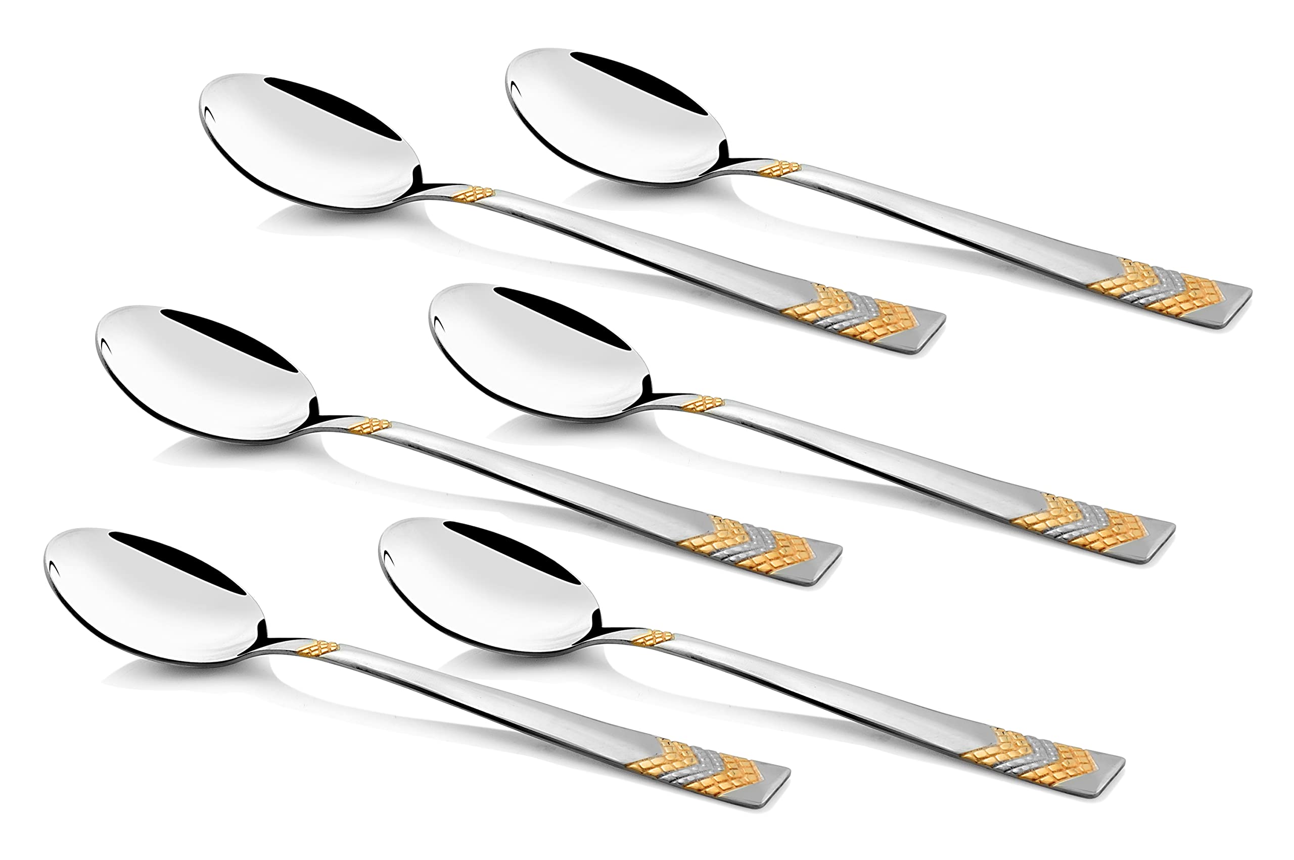 FnS RAGA 24 Karat Gold Plated Stainless Steel Dinner Spoons (Set of 6) for Home, Dining and Kitchen