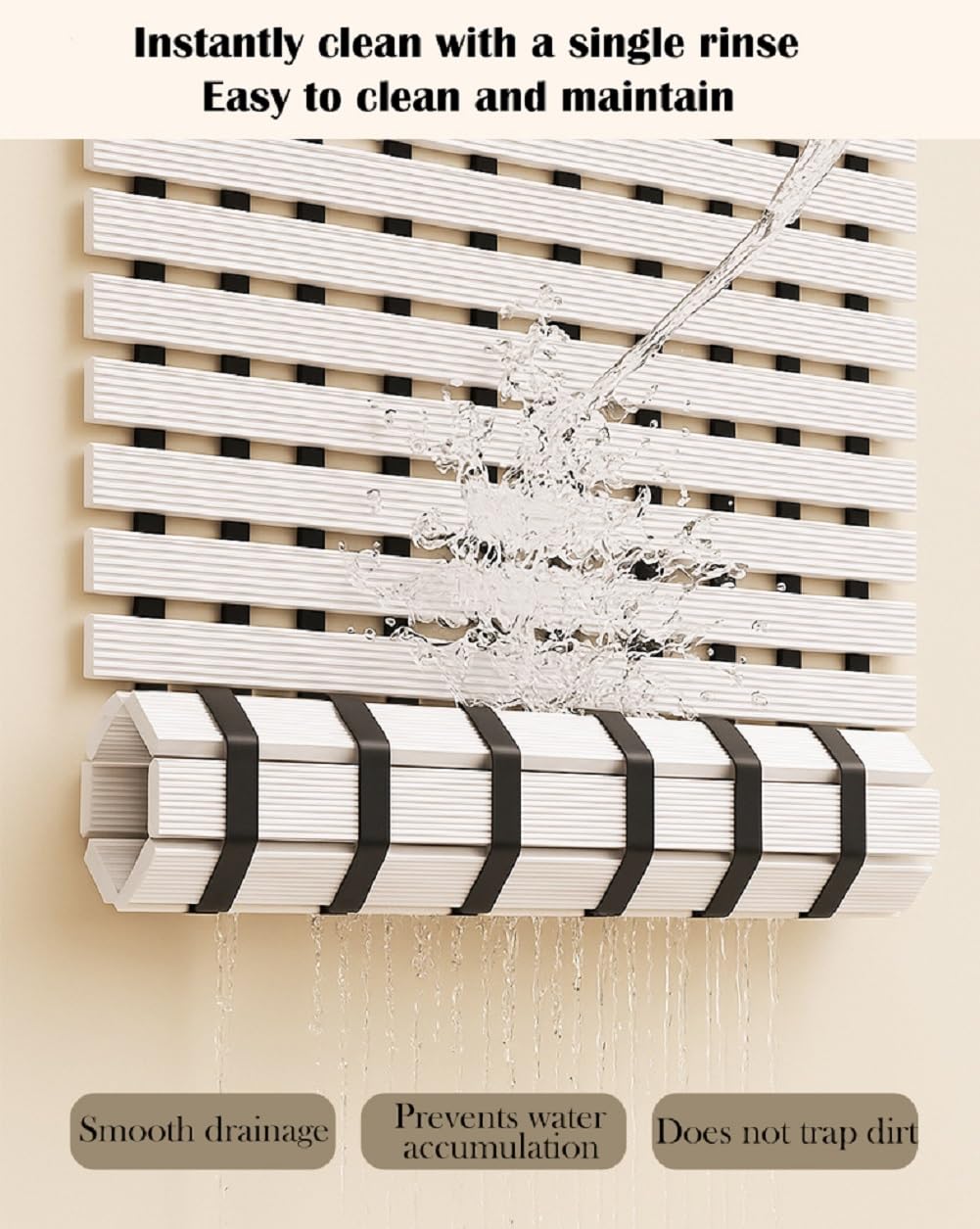 Alfombrilla Antideslizante para Ducha con Tiras de Goma Antideslizantes.，Negro：61cm*120cm
