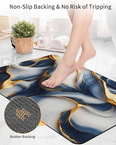 Miniatura 5 de Tapete de baño azul marino dorado para bañera, antideslizante, de secado rápido y absorbente, tierra de diatomeas, cocina, ducha, fregadero,