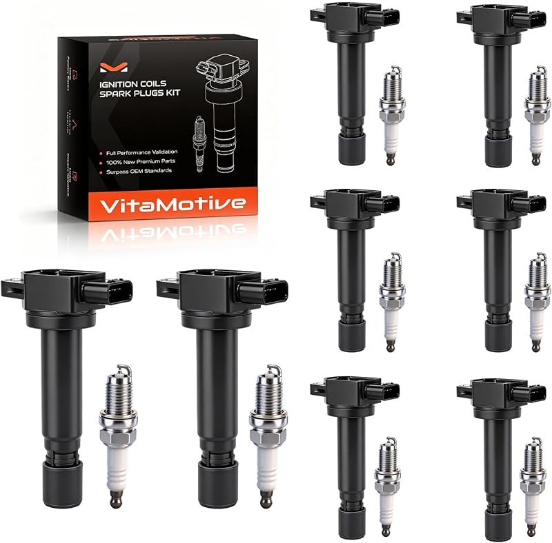 Kit de bobinas de ignição e velas de irídio VitaMotive para Volvo XC90 e S80 4.4L V8 – 8 unidades
