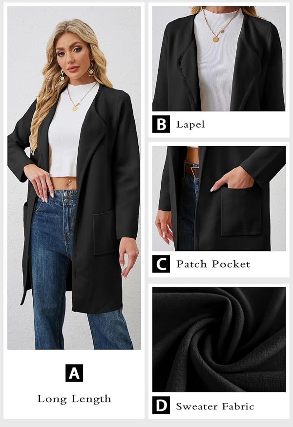 Alaster Queen Women's Black Casual Open Front Knit Long Sweater Cardigan by Alaster Queen - Used condition - Image 6