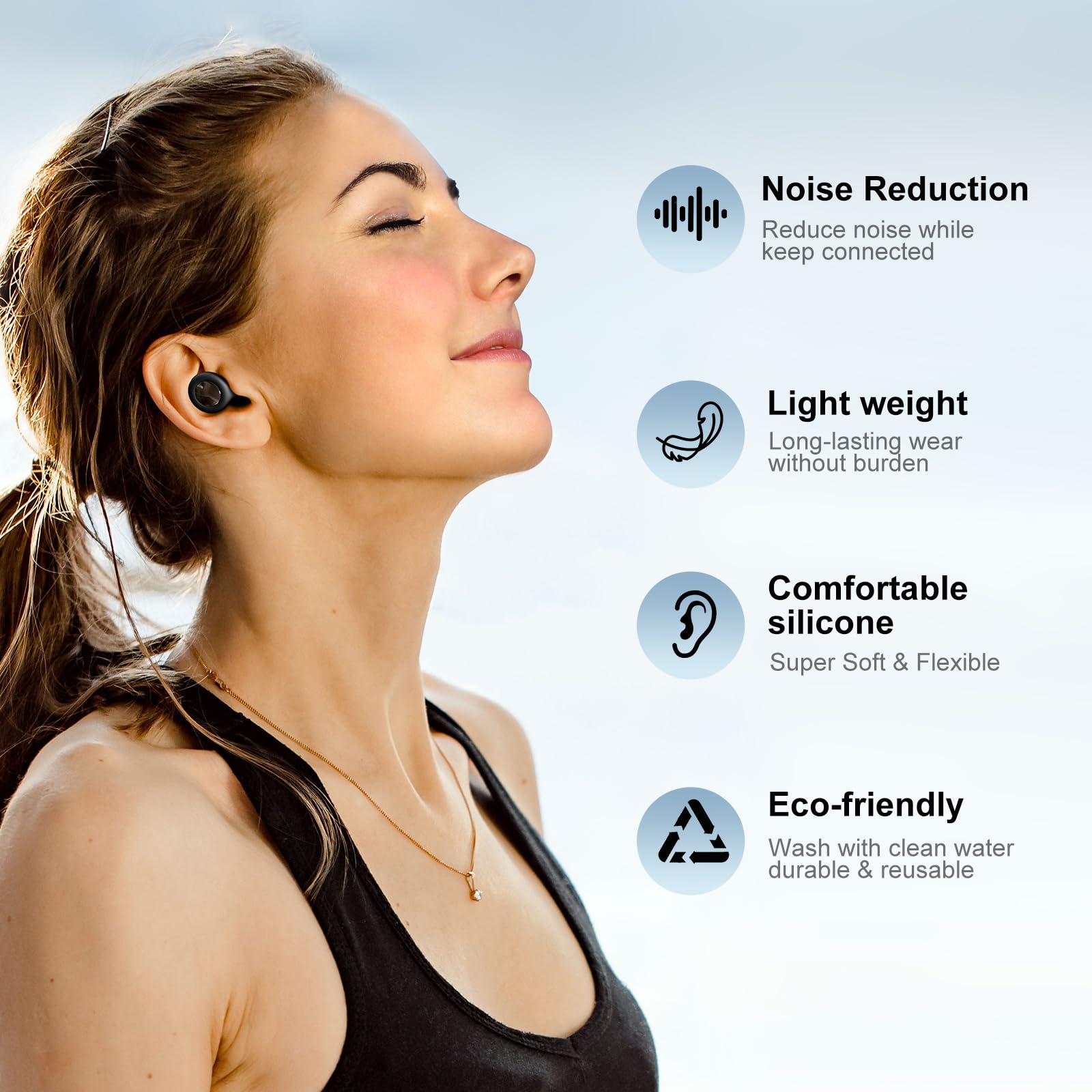 Tapones para los oídos para dormir con cancelación de ruido, tapones reutilizables de silicona suave para dormir, conciertos, trabajo, viajes, protección auditiva -reducción de 30 dB, incluye estuche