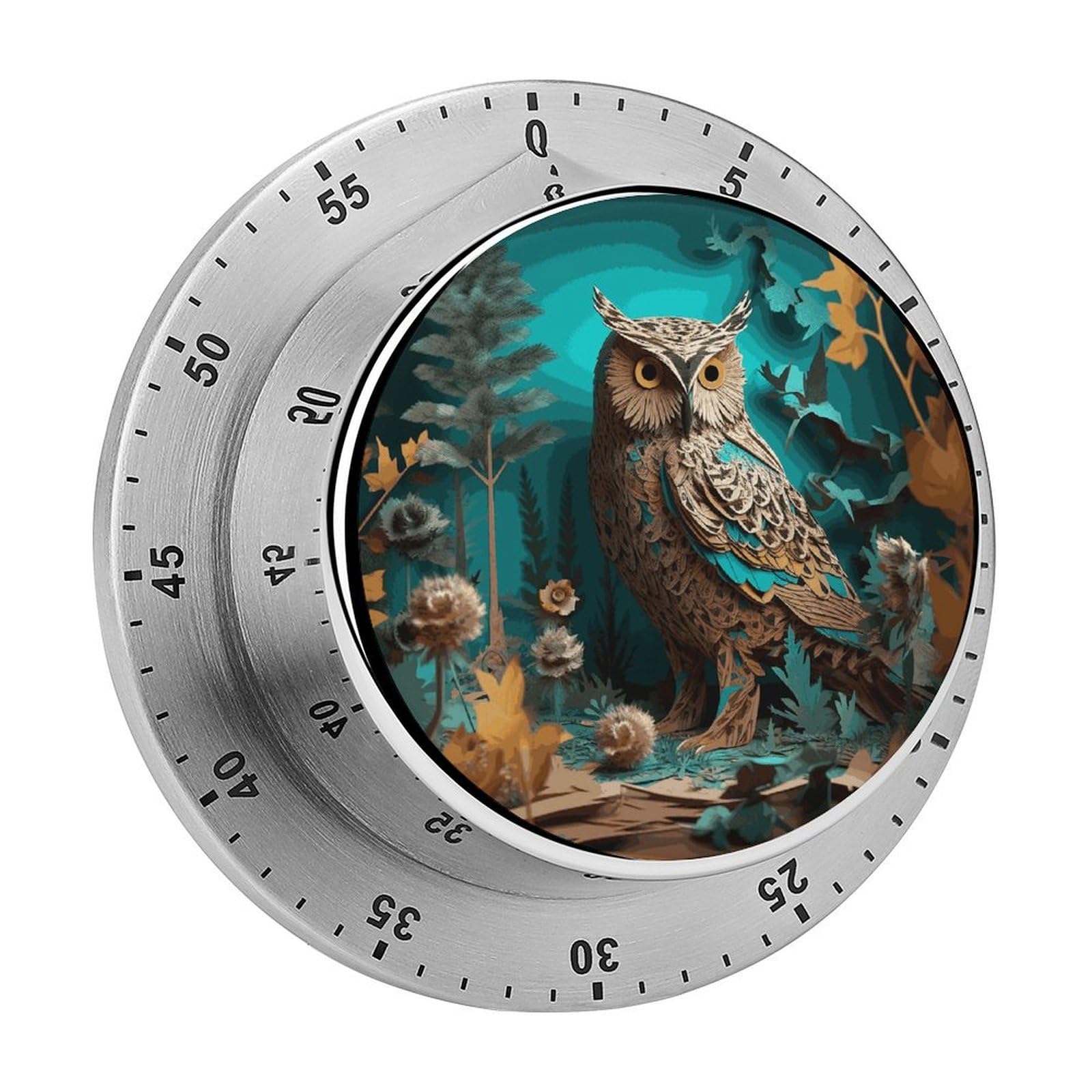 Owl Timer Loud Mechanical Timer Stainless Steel 60-Minute Kitchen Timers Waterproof Chef Cooking Timers Sport Countdown Clock Portable Countdown Alarm Adult