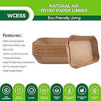 Vista 3 de WMKGG Papel pergamino rectangular para freidora de aire, 100 forros desechables para freidora de aire Ninja Foodi DualZone 2 cestas DZ201, DZ401