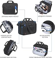 Vista 5 de EMPSIGN - Elegante bolsa para laptop estilo maletín, de 17.3 pulgadas, bolsa estilo bandolera expansible para hombres, repelente al agua