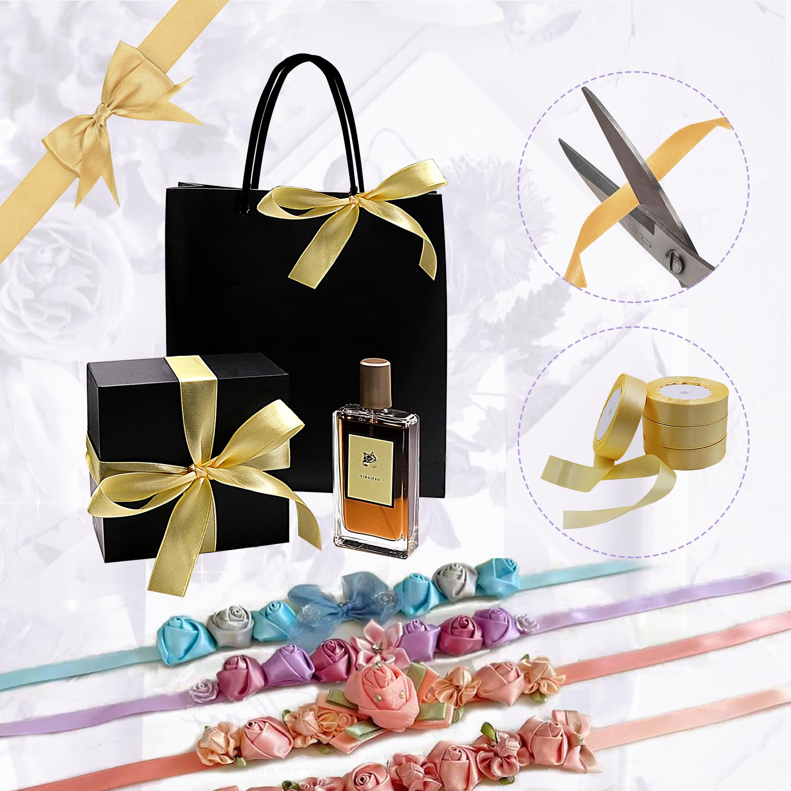 Nastro Regalo Dorato 10mm - 66m Totali Per Confezioni Regalo, Decorazioni Natale, Matrimoni E Compleanni - Foto 10