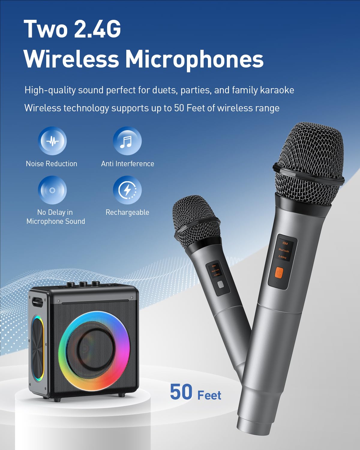 Wowstar Áquina De Karaoke Con 2 Micrófonos: Altavoz Bluetooth Portátil Y , Sistema PA Luces, Soporta Tarjeta Tws/tf/usb/aux Para Subwoofers Fiesta En Casa, Adultos Niños, M