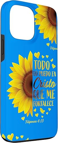 Miniatura 3 de iPhone 13 Pro Max Cristiano Español Regalo Mujeres Religioso Versículo de la Biblia Funda Girasol