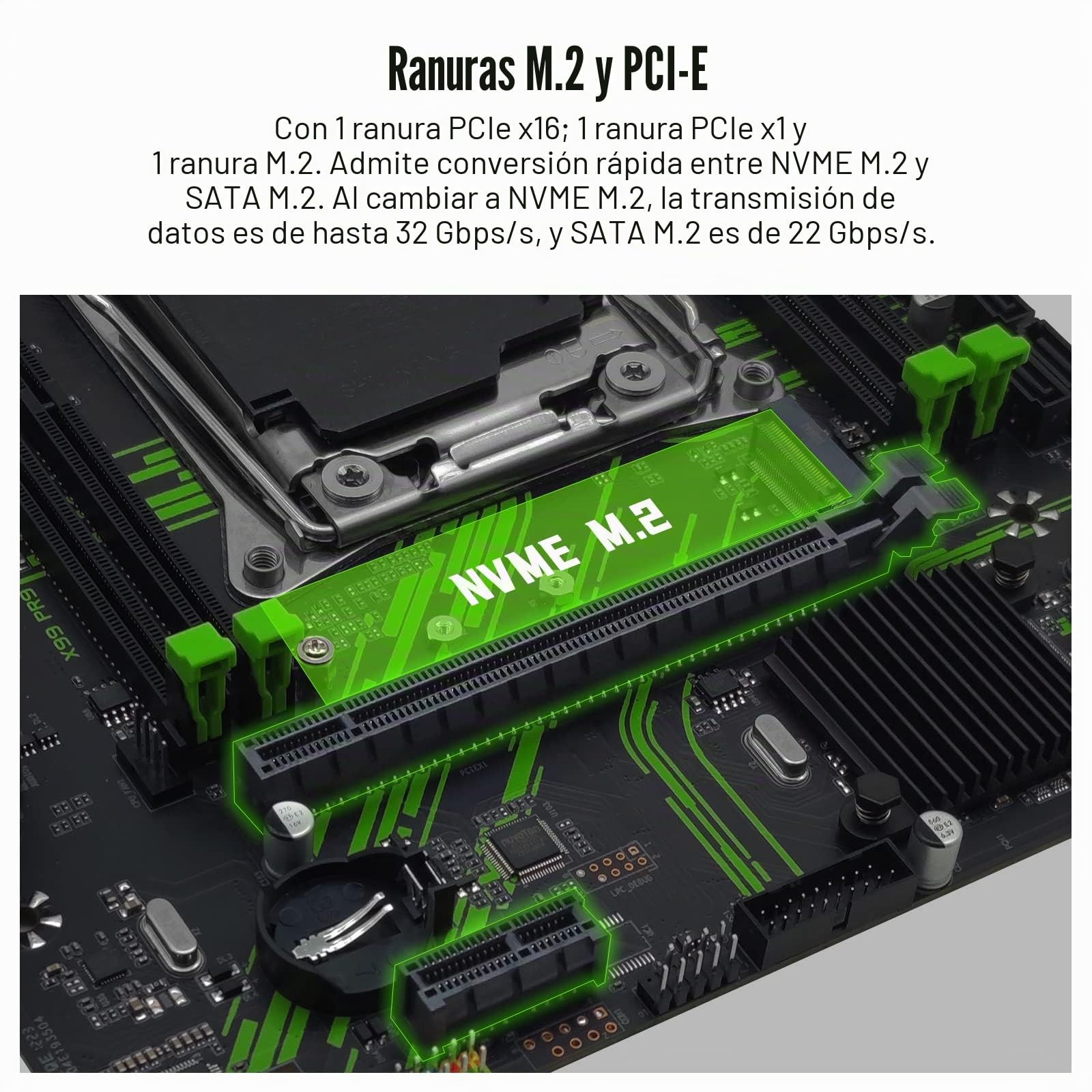 SHANGZHAOYUAN X99 PR9 LGA 2011-3 - Placa base para procesador Intel Xeon E5 V3 V4 LGA 2011-v3 (DDR4 Max 128 GB, PCIe 3.0, NVME M.2, SATA 3.0, USB 3.0, Gigabit LAN)