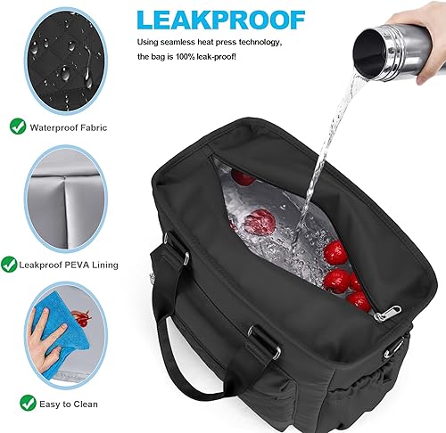 Miniatura 5 de Lonchera térmica grande de 16 L para mujer, lonchera impermeable a prueba de fugas, bolsa de almuerzo ligera y elegante para el trabajo, deportes,