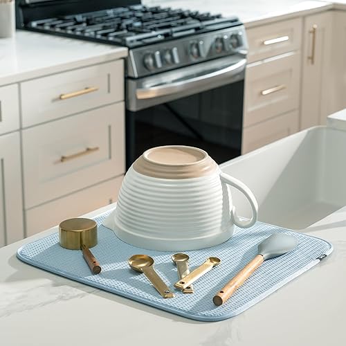 Miniatura 173 de S&T INC. Tapete de microfibra para secado de platos, reversible y absorbente para cocina, de 16 x 18 pulgadas, color negro