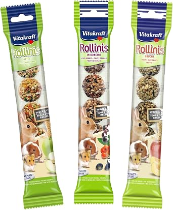 3 PACK MIXED VITAKRAFT SMALL ANIMAL ROLLINIS RABBIT GUINEA PIG TREAT BALL SNACKS