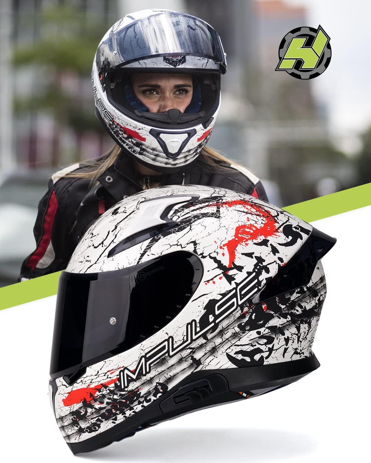 HAX Full Face Motorcycle DOT Approved Helmet with Dual Rear Wing and Pinlock Ready - Lightweight and Durable Motorbike Street Bike Helmet for Adults (Scorpion,L) - Image 2