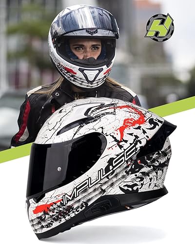 Miniatura 2 de Hax - Casco integral de motocicleta y de moto de calle con doble aleta trasera y clavos de plástico para Pinlock Ready, para adultos, aprobado por