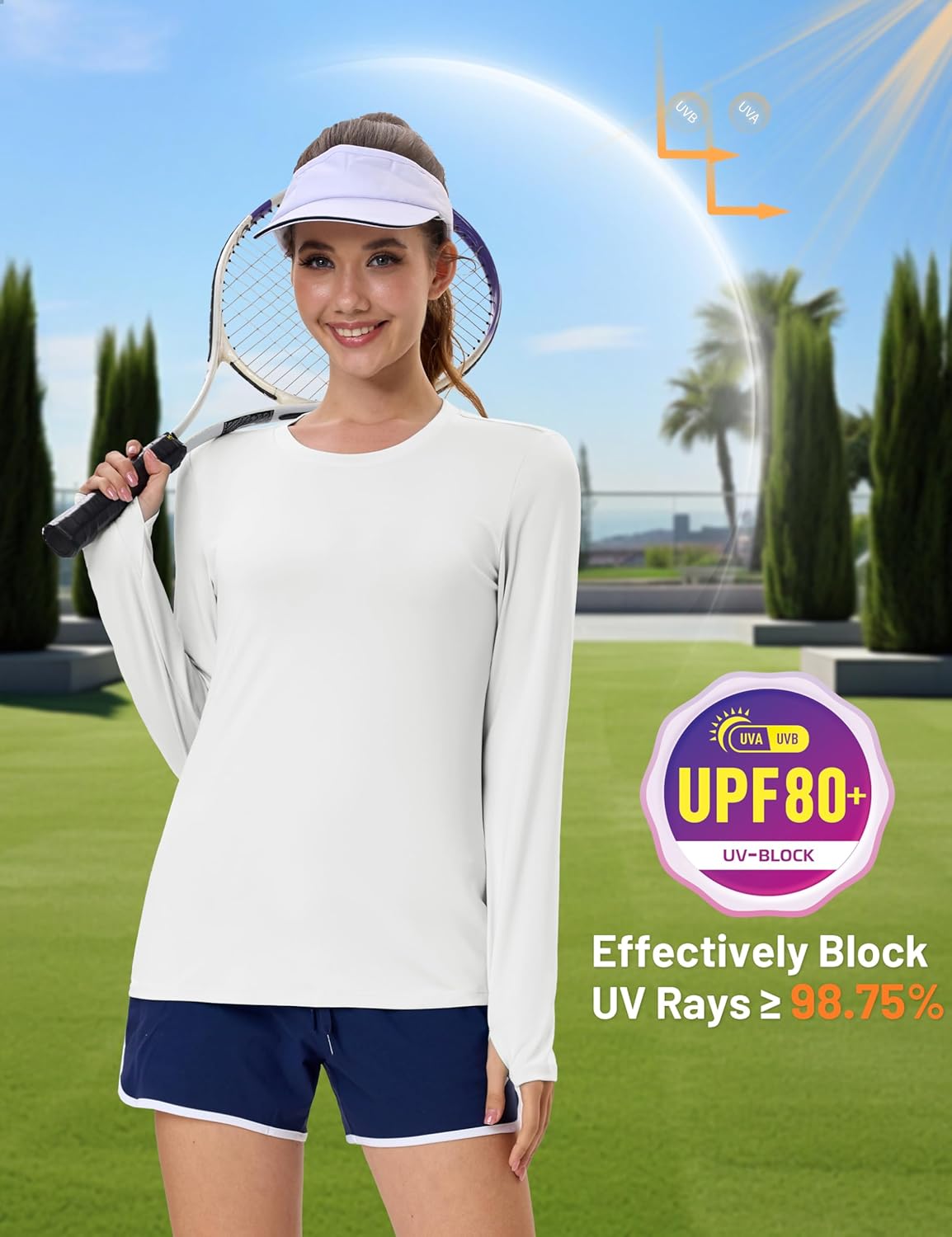 MAGCOMSEN Women's Long Sleeve Rash Guard Tshirts UPF 80+ Quick Dry Sun Shirts Swim Running Workout Tops with Thumb Holes - Image 3