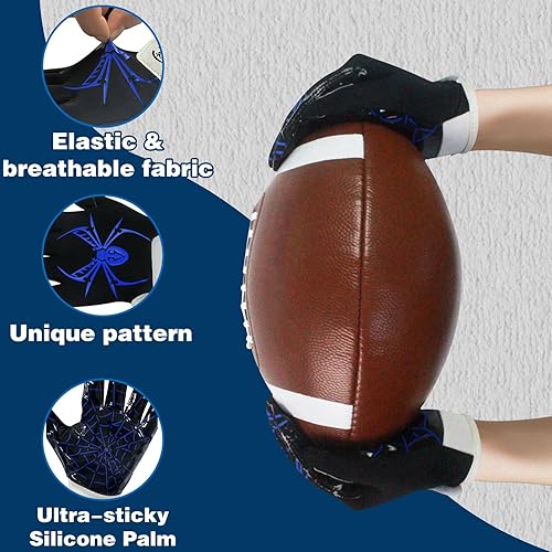 Miniatura 10 de Guantes de fútbol juvenil, guantes receptores de silicona para niños y jóvenes, guantes de fútbol para mejorar el control del balón, mejora la