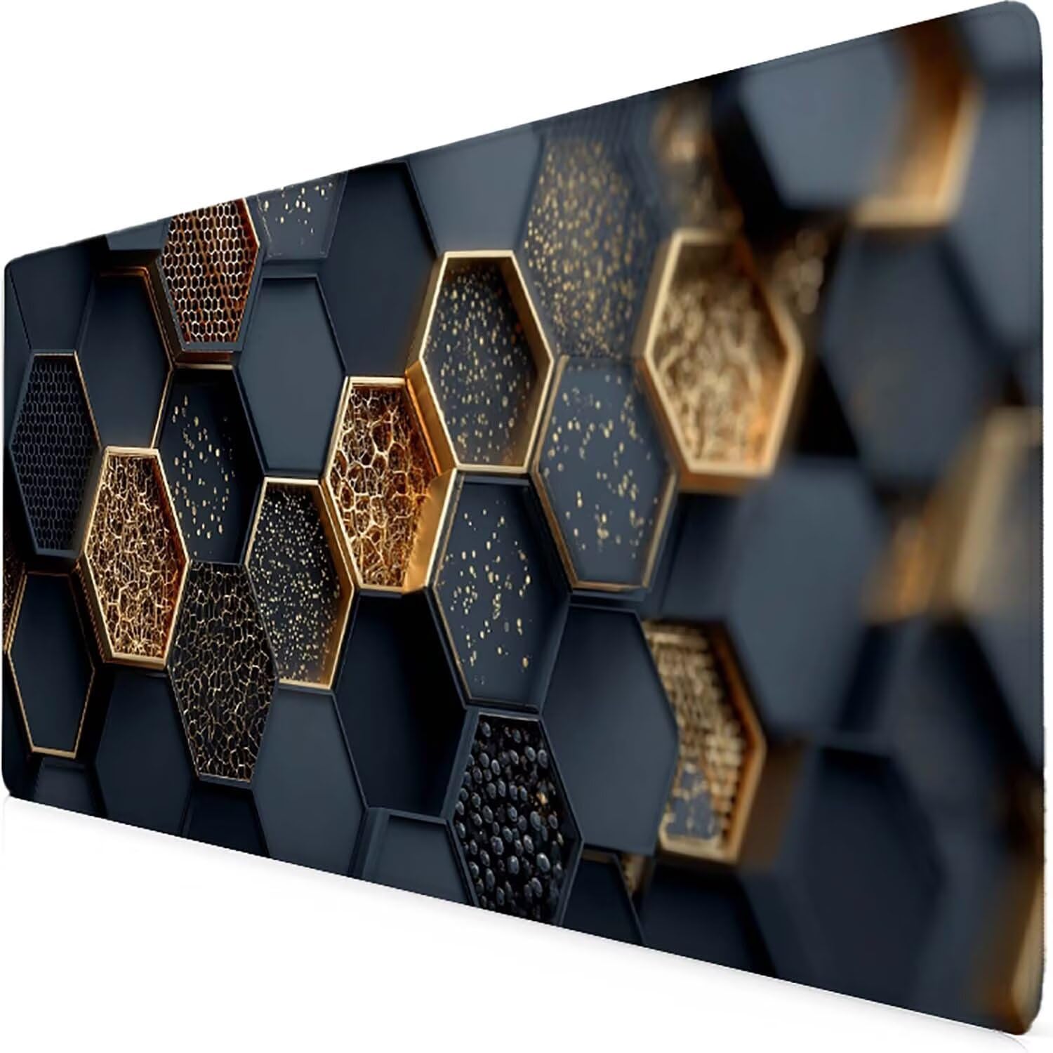 Tappetino Mouse XXL 1000x500mm Nero Mousepad Geometria Tappetino Scrivania Grande, con base in Gomma Antiscivolo, Impermeabile Sottomano Scrivania per Computer, Accessori Gaming Mouse Pad 5-4096e