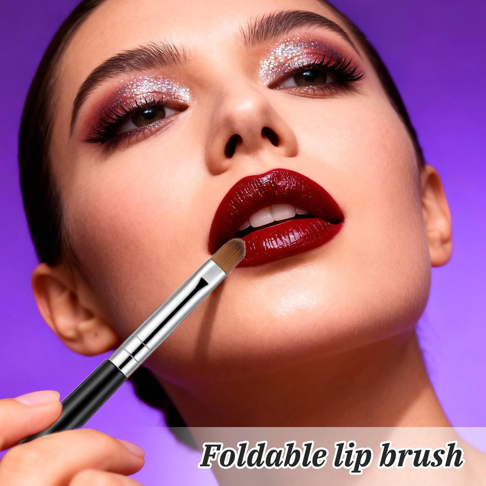 Lot de 6 pinceaux à lèvres rétractables pour rouge à lèvres avec capuchon argenté pour maquillage précis des lèvres pour femmes et filles