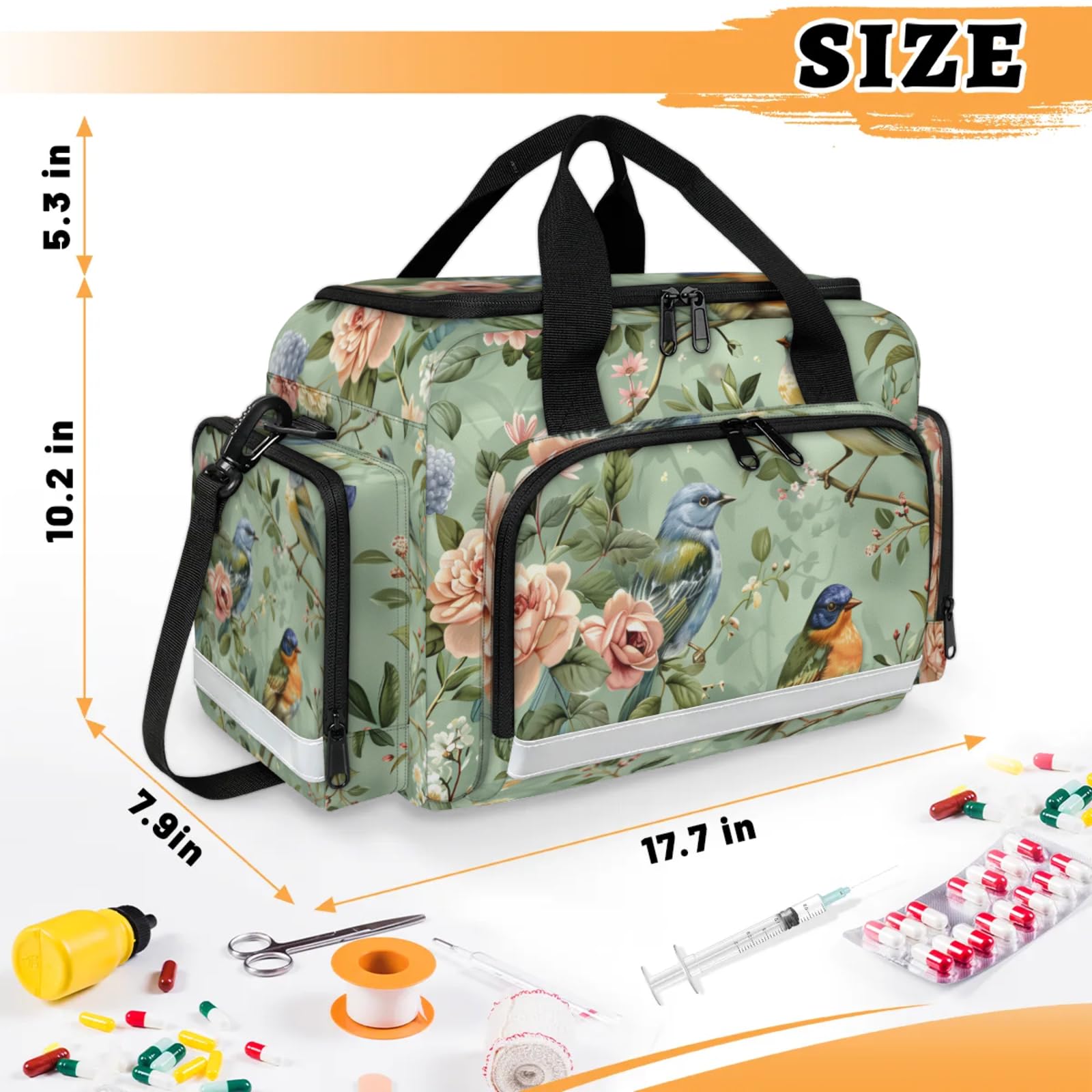 GzLeyigou First Aid Bags Empty, Oil Painting Flowers Emergency Bag First Aid Kit Multiple Compartment Kit Carrier On Call Trauma Bag For Paramedics Emergency Medical Supplies Kit
