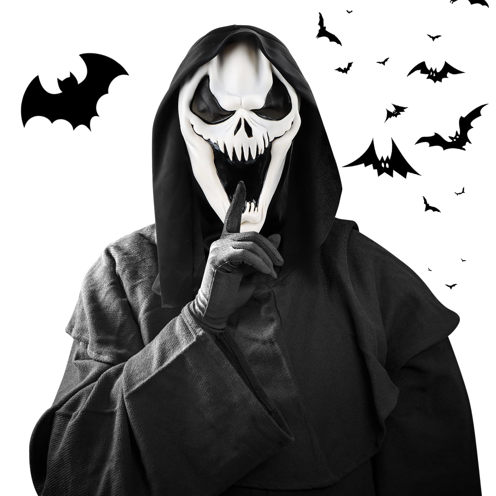 SUPRROW Scream Mask, Halloween Scary Masks for Adults / Children, Cosplay Ghost Mask, Cosplay Realistic Props