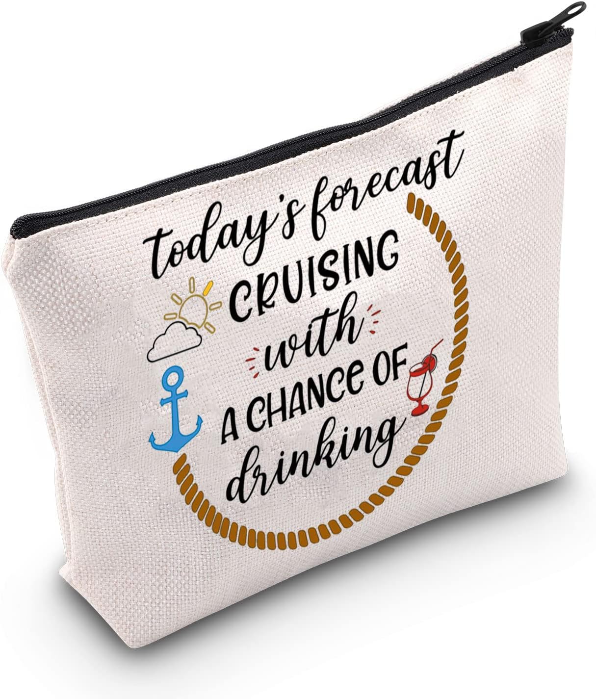 POFULL Cruise Themed Gift Boat Cocktails for Friends Groups Cosmetic Bag (Forecast Cruising)
