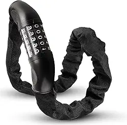 Cadeado de Bicicleta Solviva com Cadeado de 5 Dígitos – Corrente Antifurto de Alta Segurança, 80 cm, 6 mm de Espessura, Sem Chave, Ideal para Bicicletas, Motos, Patinetes, Portas e Portões
