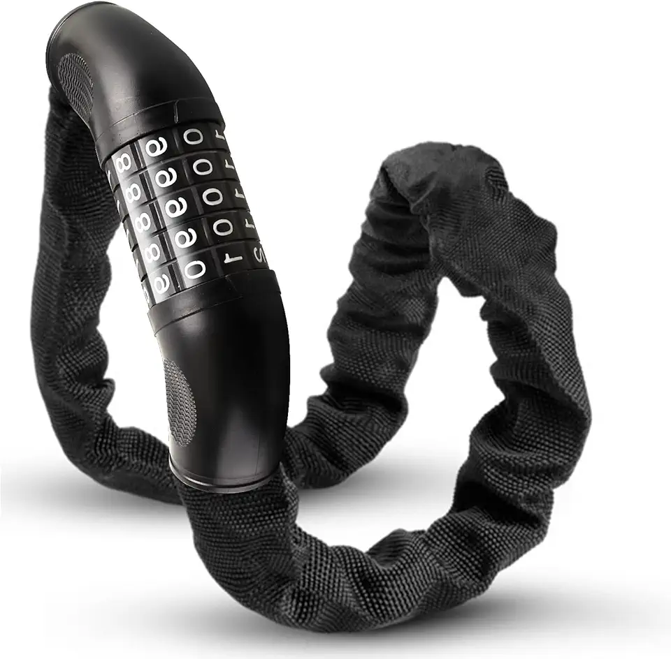 Cadeado de Bicicleta Solviva com Cadeado de 5 Dígitos – Corrente Antifurto de Alta Segurança, 100 cm, 6 mm de Espessura, Sem Chave, Ideal para Bicicletas, Motos, Patinetes, Portas e Portões