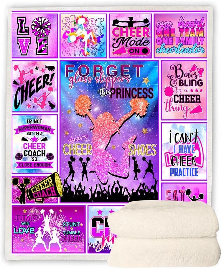 Cheerleader Blanket 60"x50", Soft Cozy Warm for Cheer Team, Girls Teens Kids - Cheerleading Gift for Couch Bed Sofa