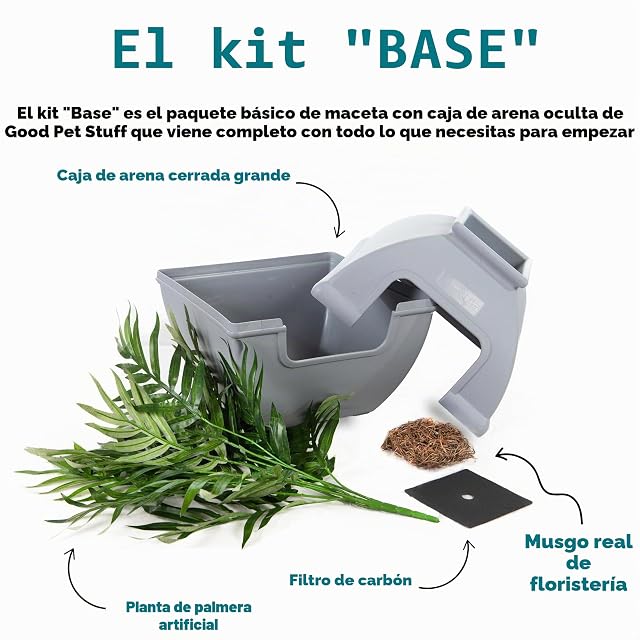Foto 6 de 8 de Good Pet Stuff, The Courtyard - Caja de Arena Oculta, Plantas Artificiales y Caja de Arena Cuadrada Cerrada…