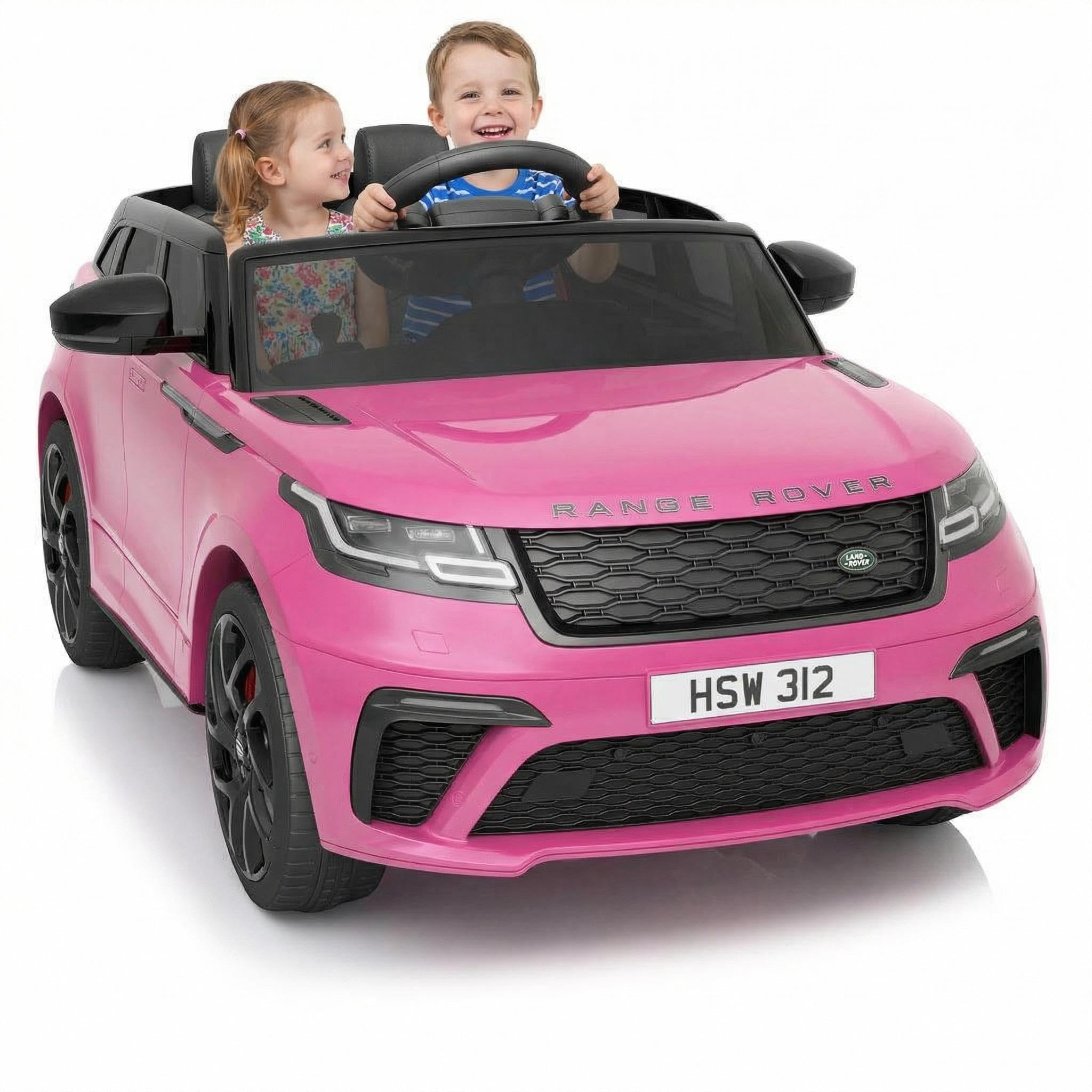 GarveeTech 12V Elektroauto für Kinder lizenziert Land Rover – Fernbedienung, Musik, USB, TF, MP3, sicheres Offroad Kinderfahrzeug, Jungen & Mädchen ab 3 Jahren – Farbe: Rosa