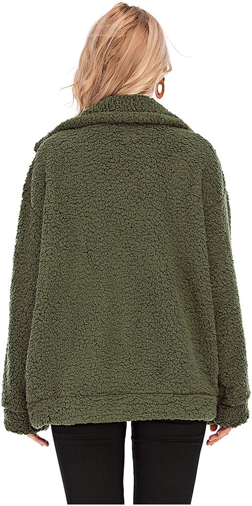 YYW Jackets for Women,Casual Fleece Fuzzy Faux Shearling Warm Winter Oversized Outwear Jackets Shaggy Coat - Image 4