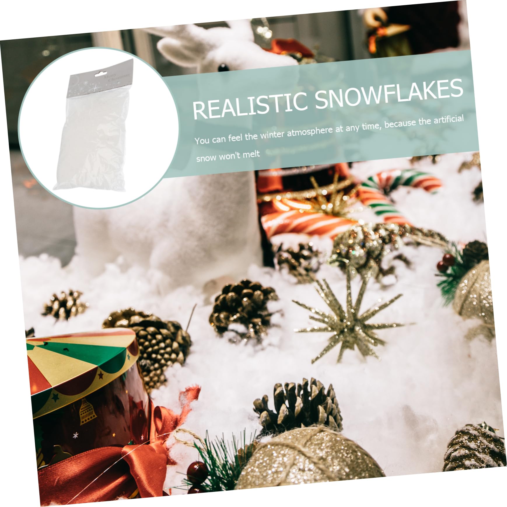 DOITOOL 4Bags Artificial Snow Fake Snow Decor for Christmas Each Snowflake Decoration for Holiday Events Indoor and Outdoor Use