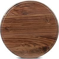 Vista 10 de Tabla de cortar redonda de madera de nogal de 12 pulgadas para cocina, tabla de cortar de madera con ranuras de jugo