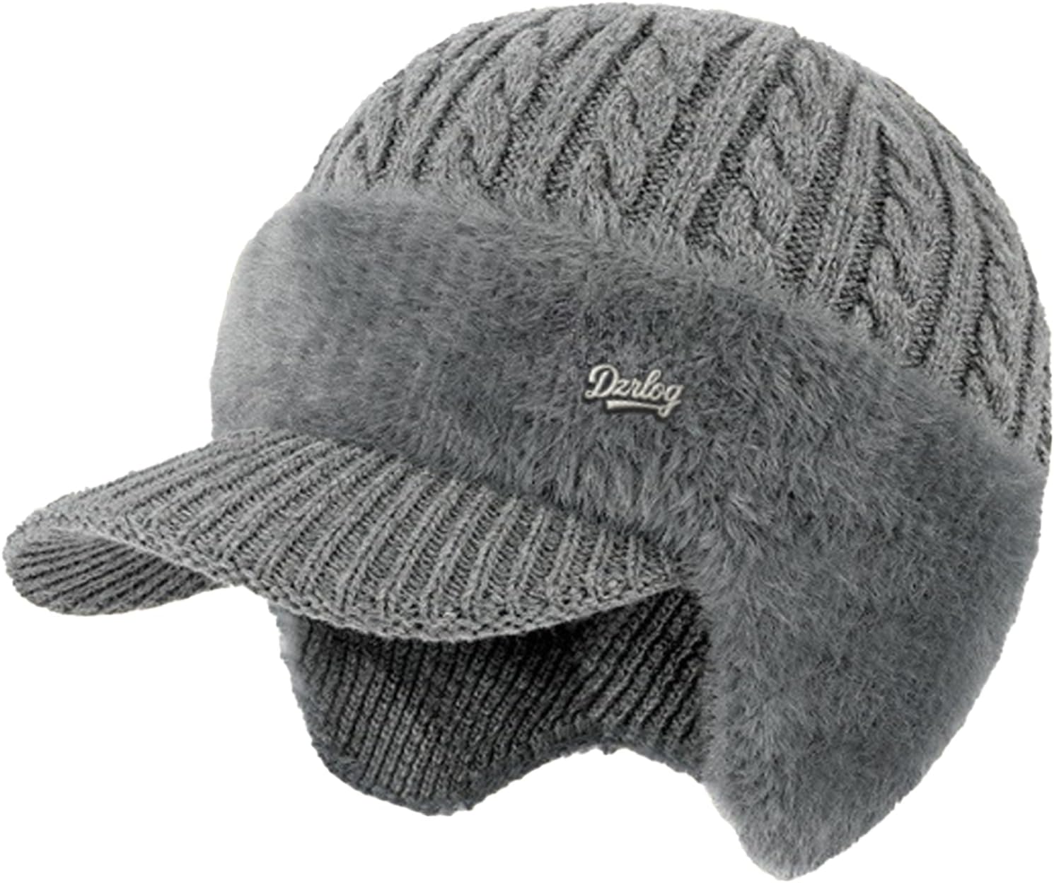 Trapper Hat, Winter Knit Hat with Ear Flaps and Fur Brim Moisture Wicking Comfort, Baseball Beanie Warm Stylish for Men