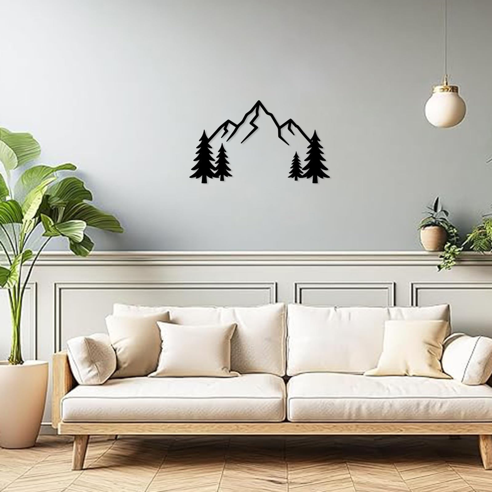 Dekoracja ścienna do salonu, prosta dekoracja (61 cm) | Mountain Peaks Forest Metal Wall Art Metal Outdoor Decor Metalowe znaki Sztuka ścienna Dekoracja