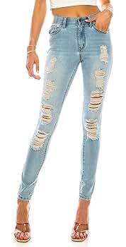 Double Denim January 5th Women's Distressed Skinny Denim