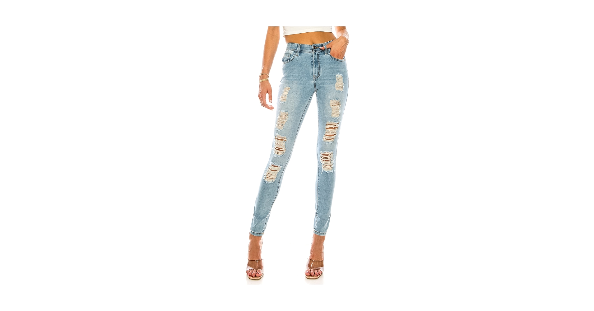 Double Denim January 5th Women's Distressed Skinny Denim