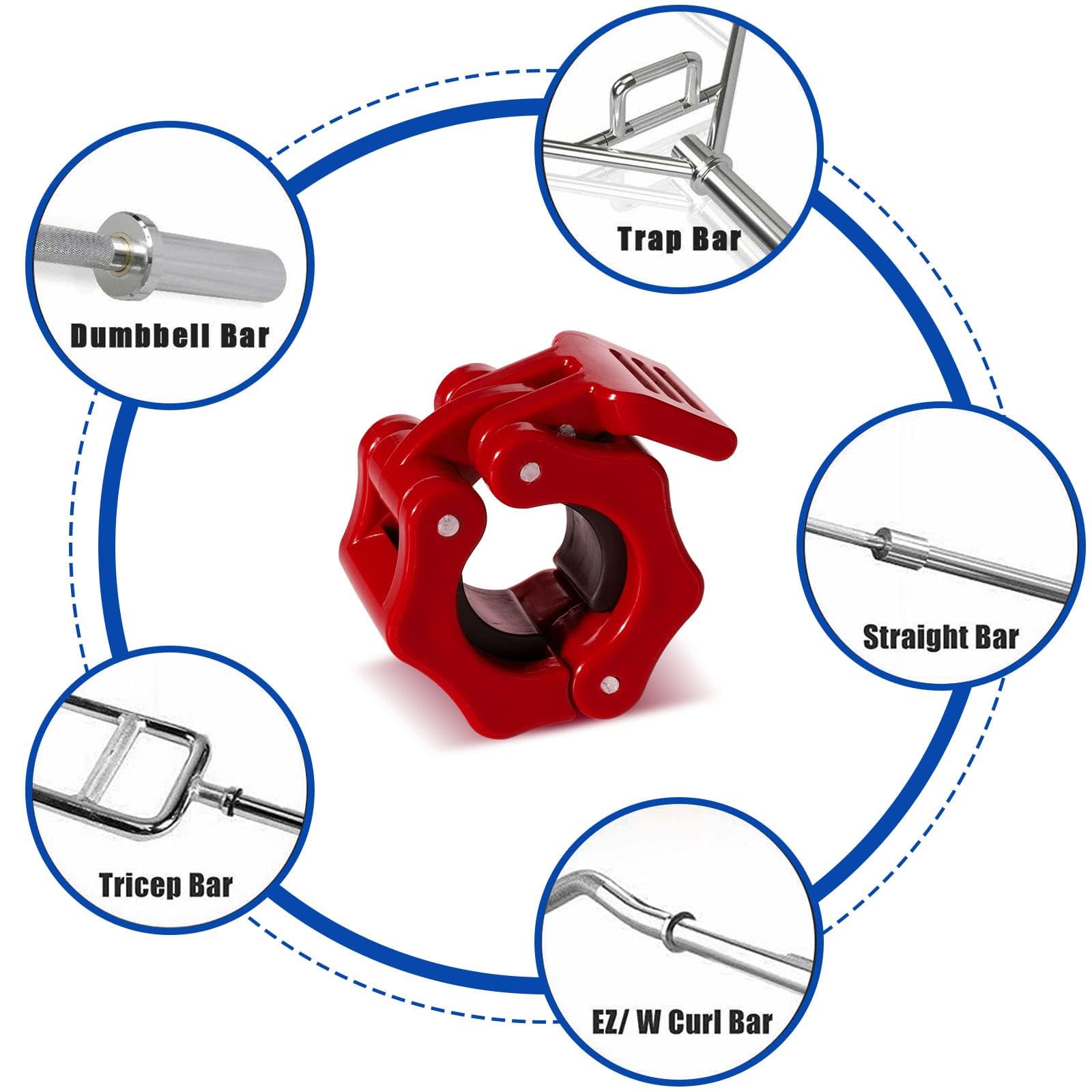 Barbell Clamp Barbell Lock Clamps 4-Pack 1-Inch Spring Clip Collars For ...