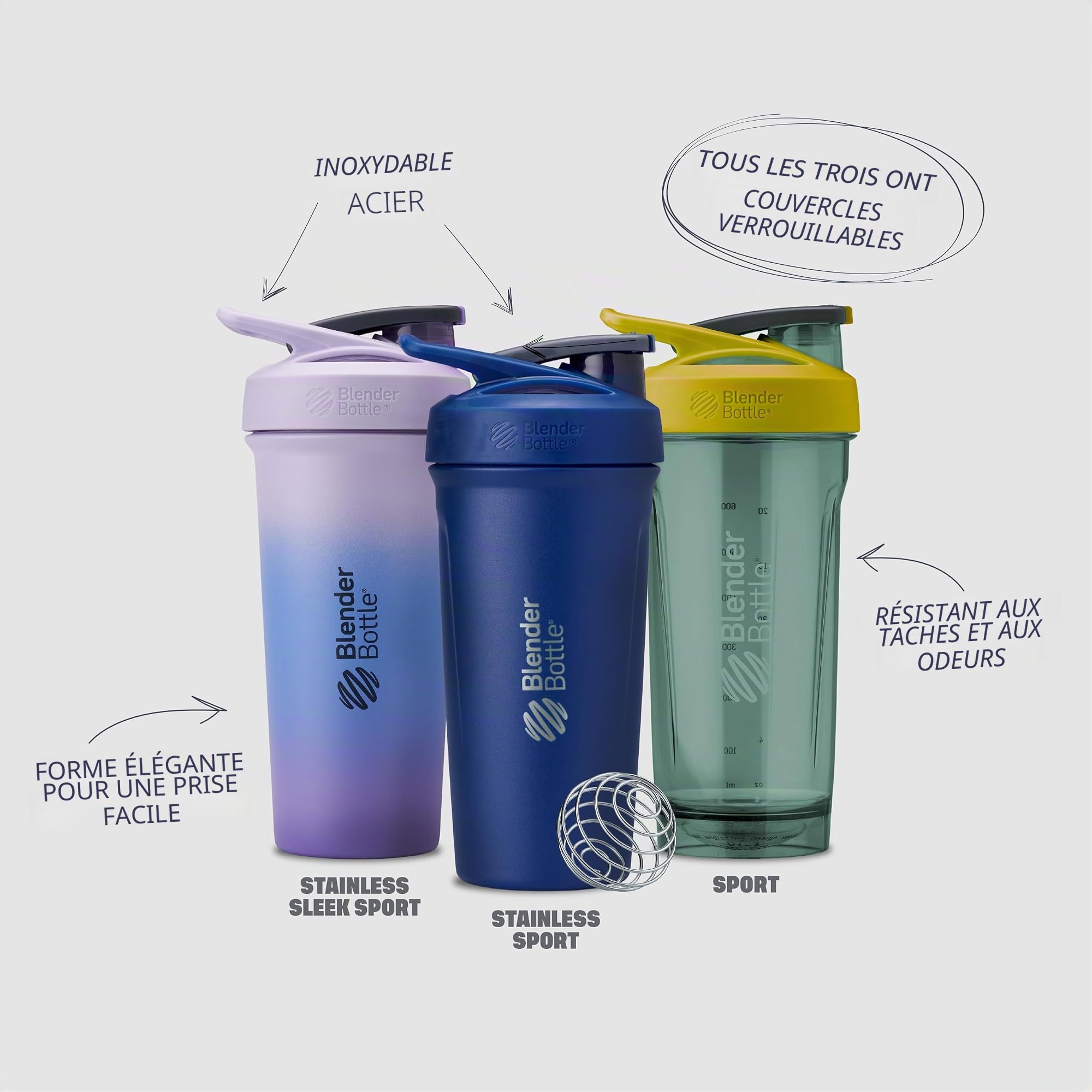 BlenderBottle Strada Shaker Cup Parfait pour les milkshakes protéinés et le pré-entraînement, 680 ml, jaune