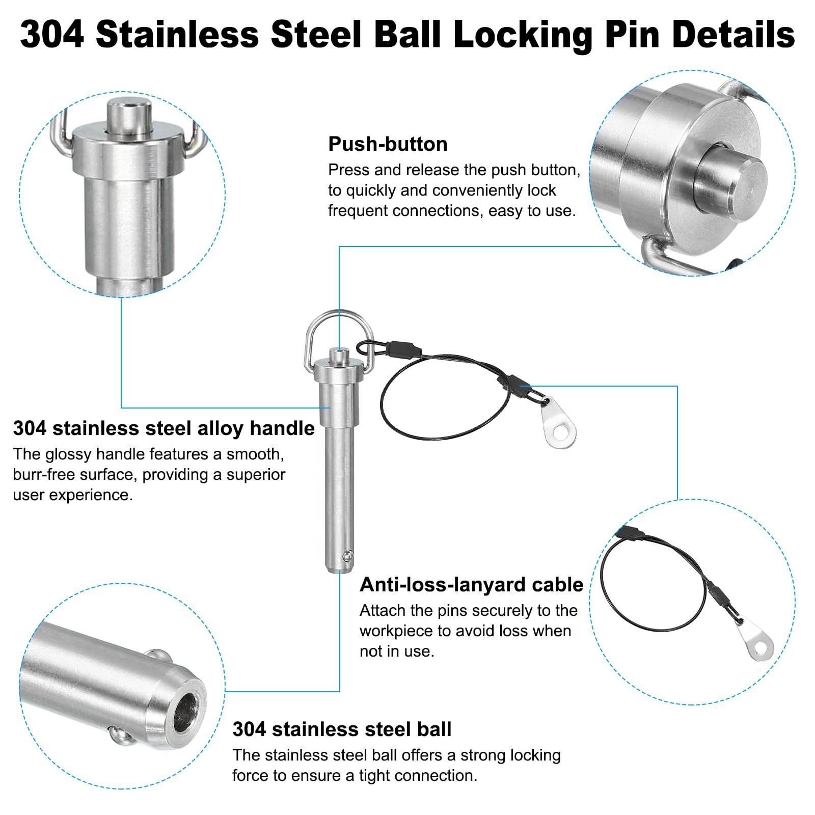 PATIKIL Quick Release Pin 12 x 50mm(1/2" x 1.97") - Image 3