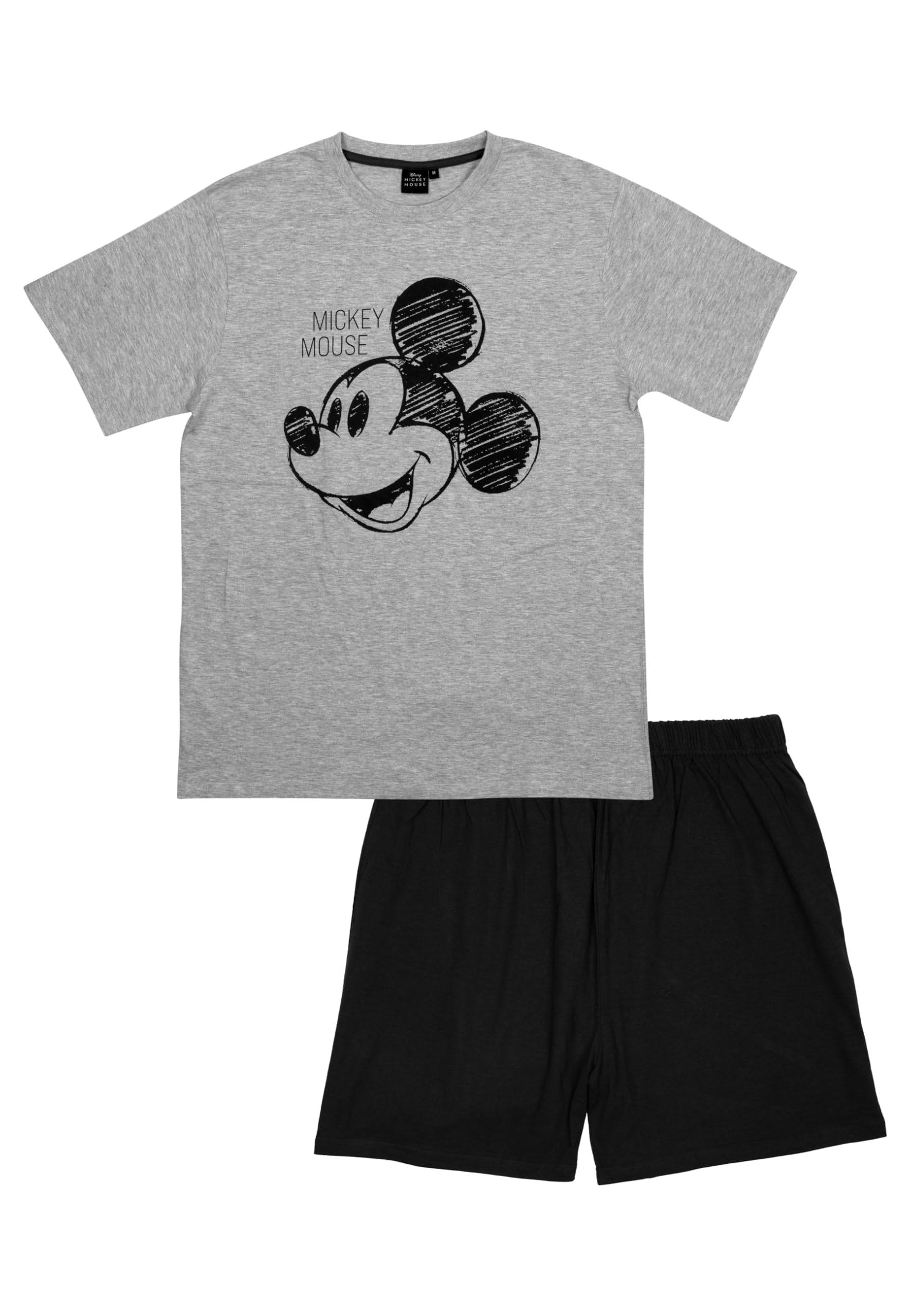 Disney Mickey Mouse Pigiama da uomo – Pigiama da uomo a maniche corte con pantaloncini grigio/nero