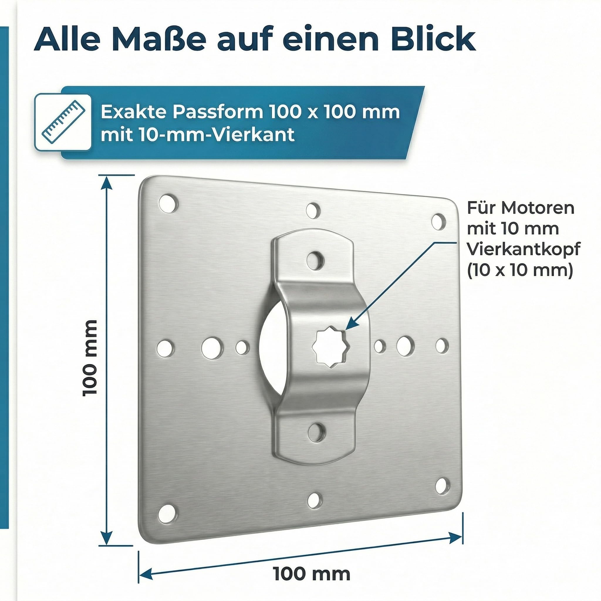 heicko Fertigkastenlager für Rohrmotoren 10mm Vierkant – Präzises Antriebslager 100x100mm für Rollladen Aufsatzkasten | Passend für Kömmerling & Veka Systeme | Robuster Edelstahl für stabile Montage