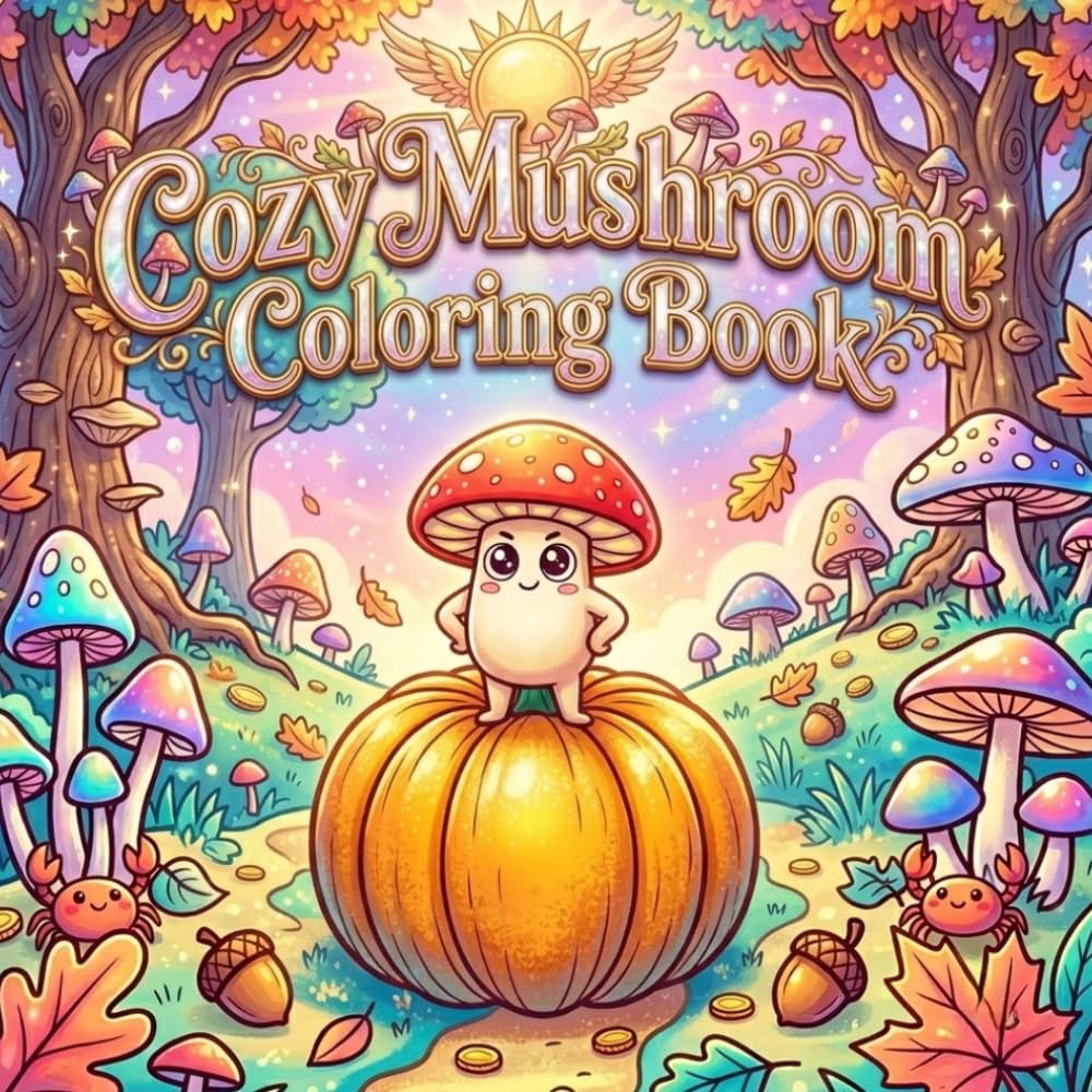Cozy Mushroom Coloring Book: Bold Lines Cute Fungi and Forest Friends ColoringBold Lines Cute Fungi and Forest Friends Coloring Pages for Relaxation ... and Stress Relief for Adults and Teens