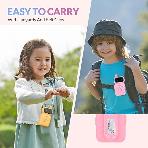 Miniatura 7 de Mafiti Walkie Talkies recargables para niños, paquete de 2 mini walkie talkie de largo alcance, radio de 2 vías de 0.6 mi, juguetes para niños,