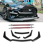 3PCS Matte Black Front Bumper Lip Chin Spoiler Splitter Diffuser Protector Body Kit with Adjustable 10