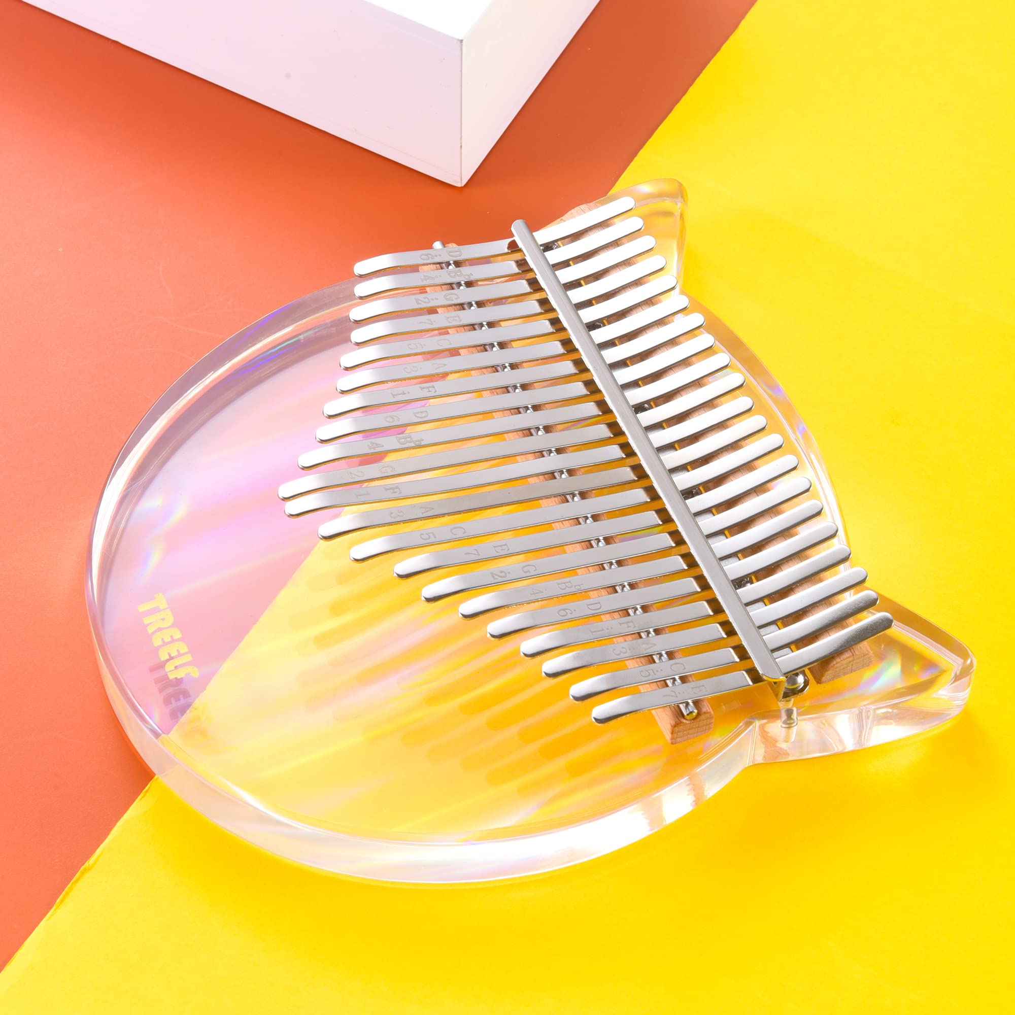 Kalimba Daumenklavier 21 Tasten Acryl Regenbogen Klar Transparent Musikinstrument Geschenk Kinder Erwachsene Anfänger