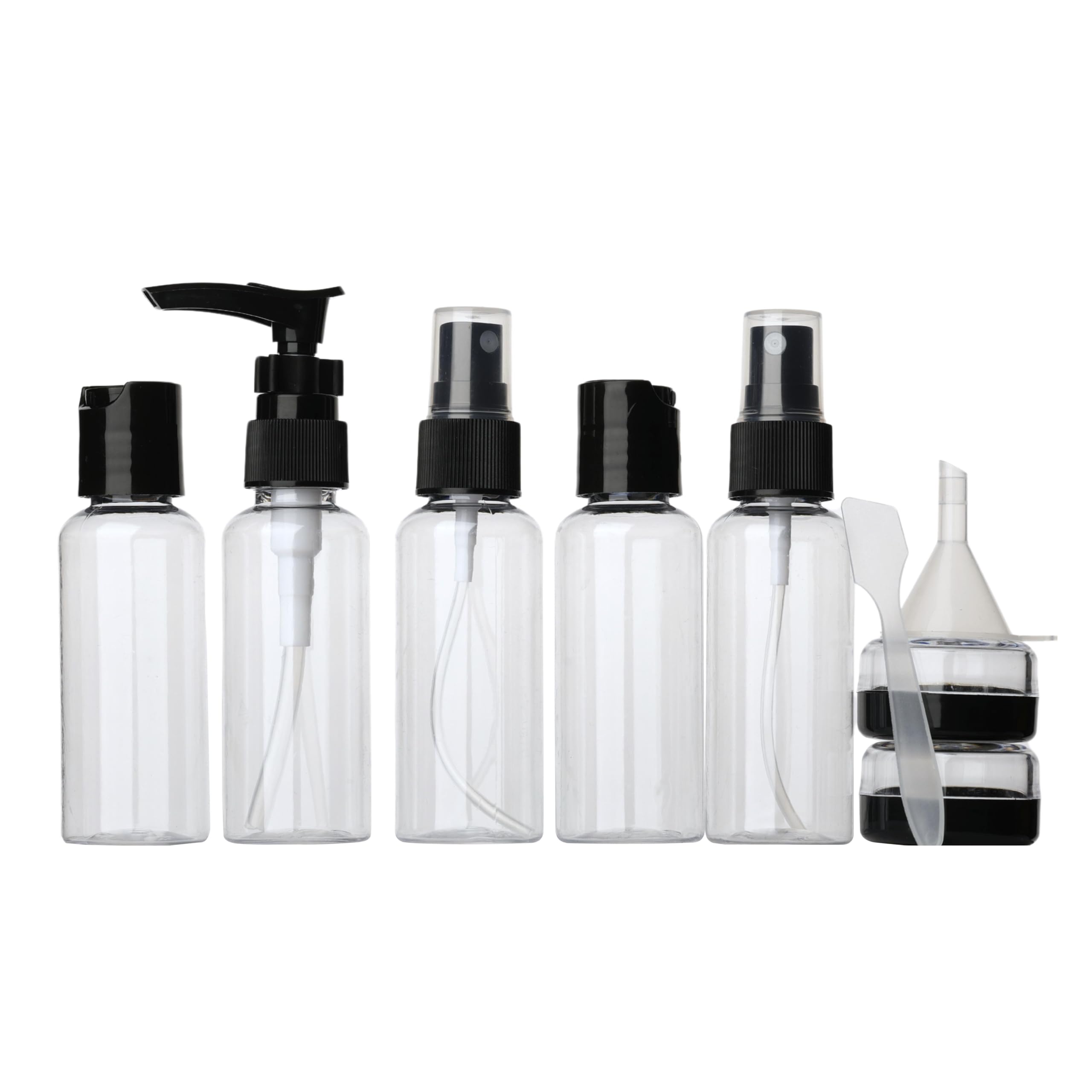 9 Pcs Refillable Travel Bottles Set for Toiletries Leakproof Portable Women Toiletry Bottles for Gym Short Trips Shampoo Cream Handwash Lotion Storage BPA Free Small Bottles Kit (Black)-image-16