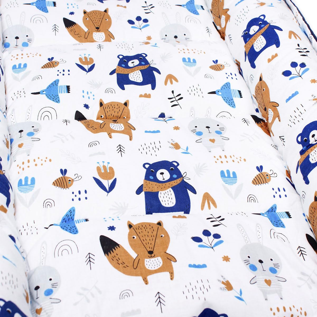 PaLulli Nido de peluche de 2 caras, nido para bebé, nido de viaje, cambiador de cama, capullo para cuna de bebé, 100% algodón Oeko Tex (oso azul)