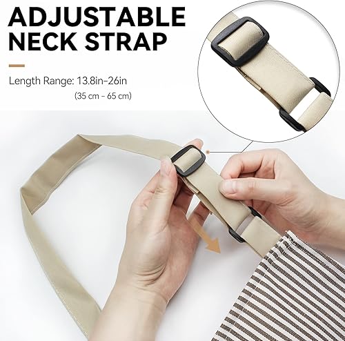 Miniatura 6 de NLUS Paquete de 2 delantales de cocina para mujeres con bolsillos, delantales de cocina ajustables, delantales de chef para mujeres y hombres (rayas