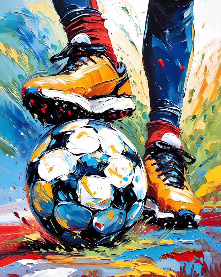 GEEHEIY Paint by Numbers Kit for Adults - Football Adult Paint by Number Kits on Canvas, Sports DIY...